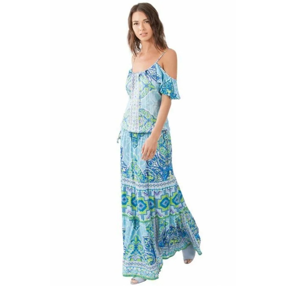 Hale Bob Women's JAMIE On/Off Shoulder Patterned Maxi Dress 52TR674A